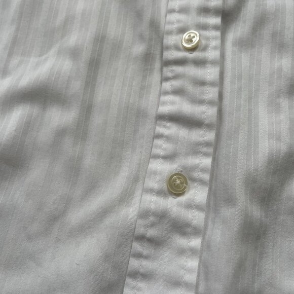 Men's Christian Dior White Striped Button Down Shirt - Size 17 - Picture 3 of 4